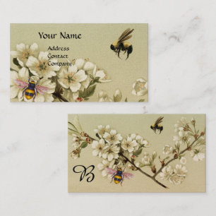HONEY BEES EN WILDE ROZEN MONOGRAM Pearl Visitekaartje