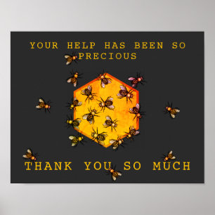 Honey Bees Modern Black  Dank je Poster