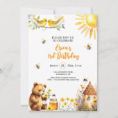 Honey Bees Teddy Bear 3e anniversaire Invitation (Devant)