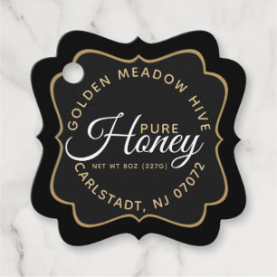 Honey Black en Gold Elegant Script hangtag Bedankjes Labels