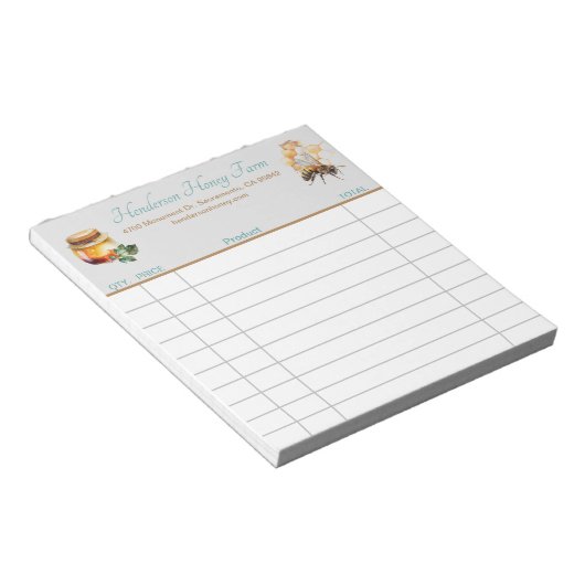 Honey Boerderij Aangepaste verkoop ontvangstbewijs Notitieblok (Schuin)