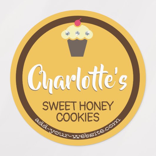 Honey Bright Yellow Cupcake Schattige baklabel Labels (Design 2)