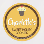 Honey Bright Yellow Cupcake Schattige baklabel Labels (Design 1)
