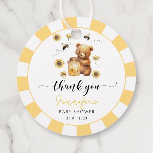 Honey bumble bee boy baby shower dank u bedankjes labels (Achterkant)