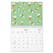 Honey Bumble Bee Green Pattern 2026 Kalender (Mar 2027)