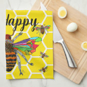 Honey Bumble Bee Happy 1/2 Plier Serviette de cuis (Quart Plié)