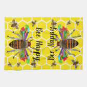 Honey Bumble Bee Happy 1/2 Plier Serviette de cuis (Horizontal)