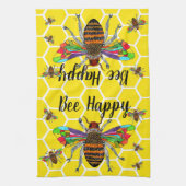 Honey Bumble Bee Happy 1/2 Plier Serviette de cuis (Vertical)