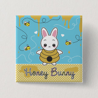 Honey Bunny Vierkante Button 5,1 Cm