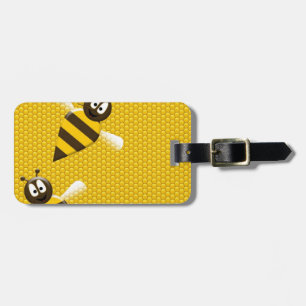 Honey Comb Geel Goud Bij Bijen Patroon Kunst Bagagelabel