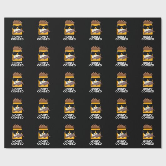 Honey Combed Funny Honey Pun Dark BG Cadeaupapier (Vlak)