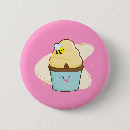 Honey Cupcake Ronde Button 5,7 Cm (Voorkant)