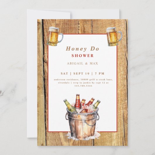 Honey Do BBQ Beer Bucket Couples Wedding Shower Kaart (Voorkant)