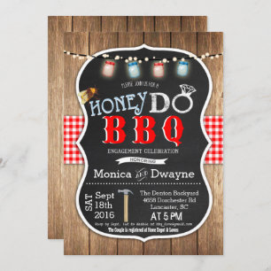 Honey Do BBQ Couples Verloving Invitation Kaart