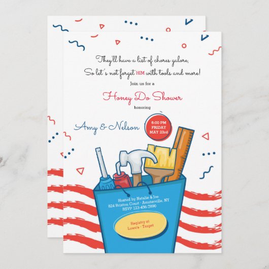 Honey Do Douche Uitnodiging (Voorkant / Achterkant)