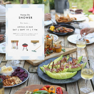 Honey Do Koppels Blauw Plaid Bruiloft Douche Kaart