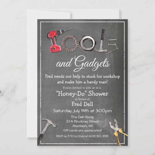 Honey Do Tools & Gadgets Bruiloft Man Invitatie Kaart (Voorkant)