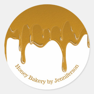 Honey Drip Sweets Bakery Gouden Elegante Pot Ronde Sticker