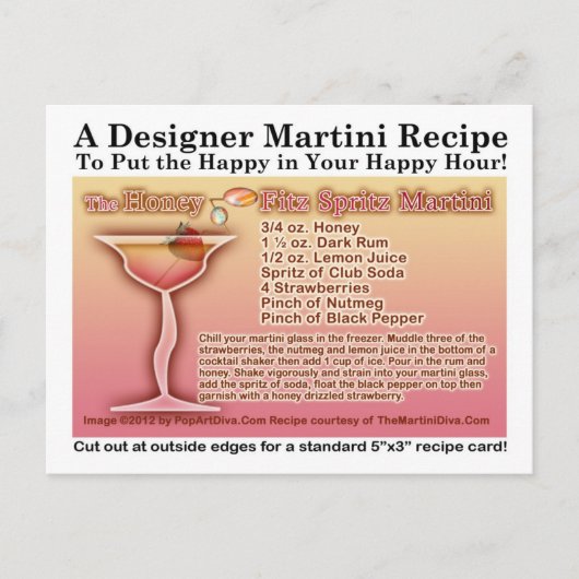 Honey Fitz Spritz Martini Recipe Briefkaart (Voorkant)