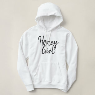 Honey Girl Typography Black & White Girly Womens Hoodie