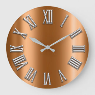 Honey Gold Gray Metallic Grey Silver Roman Number Grote Klok