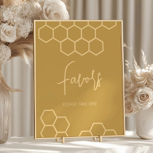 Honey Golden Beige Baby shower Favors Sign Poster