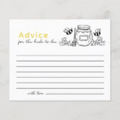 Honey Jar & Bees Bridal Shower White Advice Card (Voorkant)