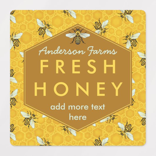 Honey Jar Bees en Honeycomb Apiary Boerderij Busin Labels (Design 1)
