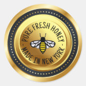 Honey Jar Deksel Label Gold met Bee (Voorkant)