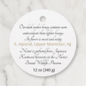 Honey Jar Descriptive Skep Label (Achterkant)