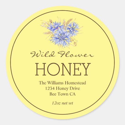 Honey Jar Étiquette | Fleur de maïs | Nom de l'abs (Devant)