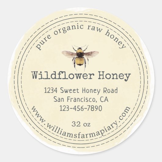 Honey Jar Étiquette Honeybee (Devant)