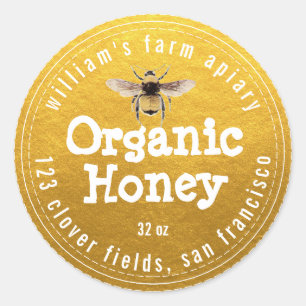 Honey Jar Étiquette Honeybee Apiary Classic Gold