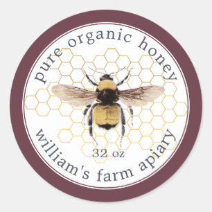 Honey Jar Étiquette Honeybee Apiary Honeycomb Bour