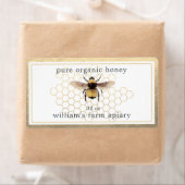 Honey Jar Étiquette Honeybee Apiary Honeypeb Gold (En situation)