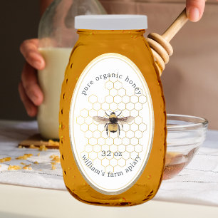 Honey Jar Étiquette Honeybee Apiary Honeypeb Gold