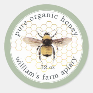 Honey Jar Étiquette Honeybee Apiary Honeypeb Green