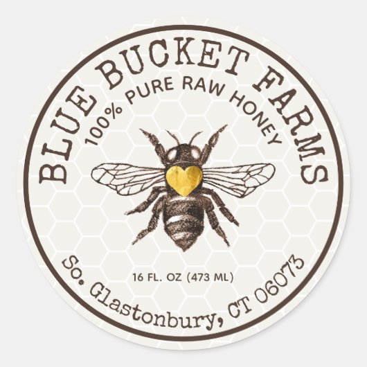 Honey Jar Étiquette Honeypeb Bee (Devant)
