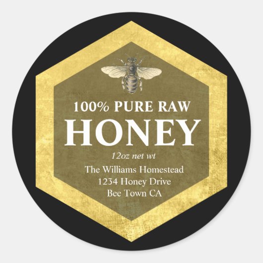 Honey Jar Étiquette | Nom de l'abeille et de l'abe (Devant)