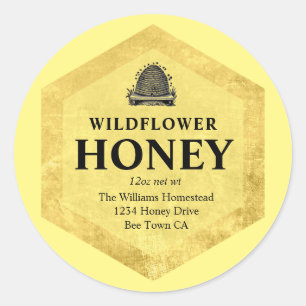 Honey Jar Étiquette Ruche Vintage Nom de l'abs