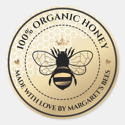 Honey Jar Étiquettes Honeybee Honeycomb Bee Apière (Devant)