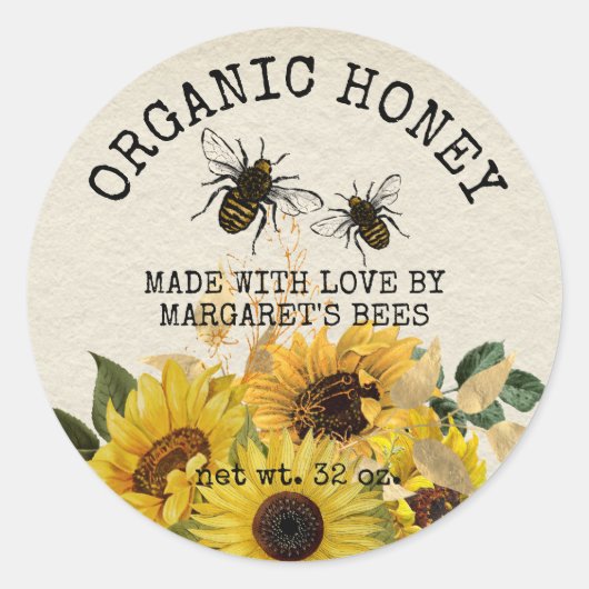 Honey Jar Étiquettes Honeybee Honeycomb Bee Apière (Devant)