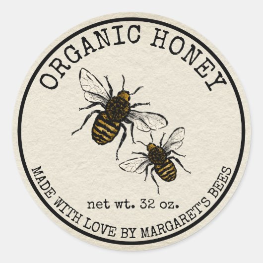 Honey Jar Étiquettes Honeybee Honeycomb Bee Apière (Devant)