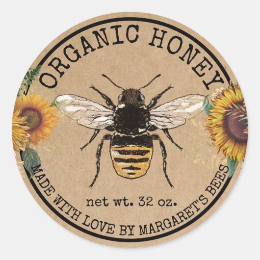 Honey Jar Étiquettes Honeybee Honeycomb Bee Apière (Devant)
