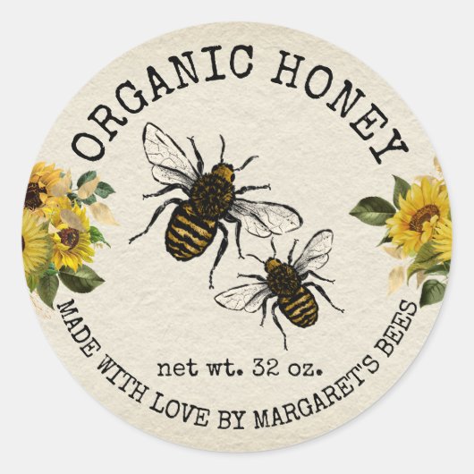 Honey Jar Étiquettes Honeybee Honeycomb Bee Apière (Devant)