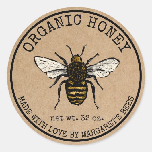 Honey Jar Étiquettes Honeybee Honeycomb Bee Apière (Devant)