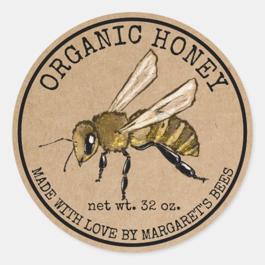 Honey Jar Étiquettes Honeybee Honeycomb Bee Apière (Devant)
