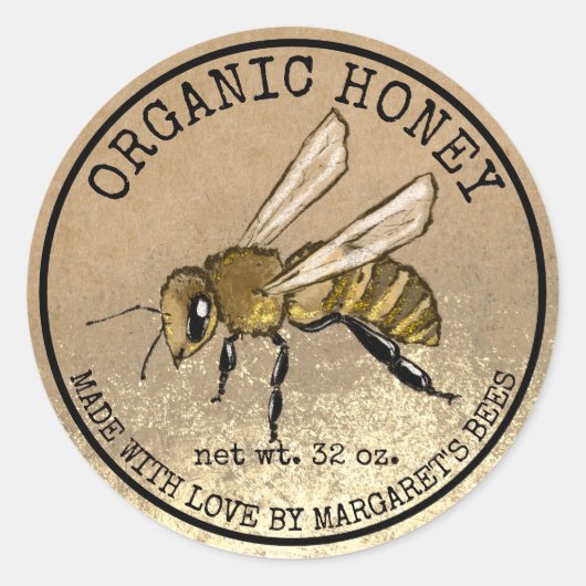 Honey Jar Étiquettes Honeybee Honeycomb Bee Apière (Devant)
