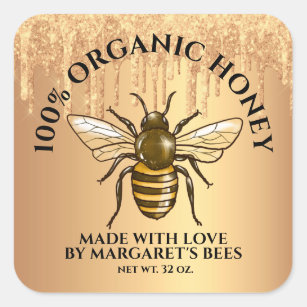 Honey Jar Étiquettes Honeybee Honeypeb Fait avec a