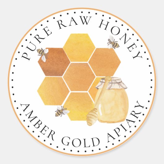 Honey Jar Étiquettes Honeybees Honeycomb Bee Apièr (Devant)